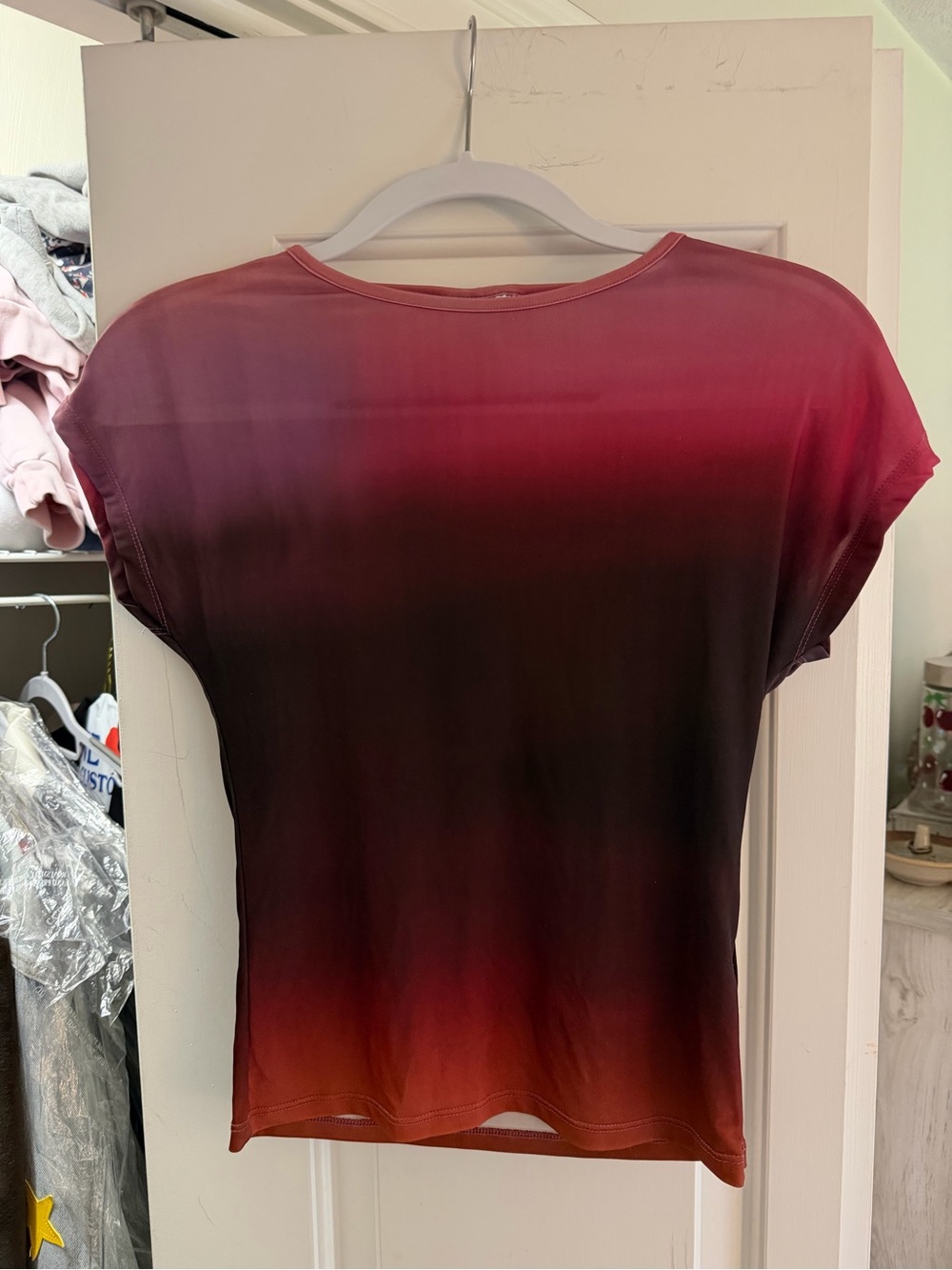 Women's Ombre Short Sleeve Top - Mauve to Brown & Oranges